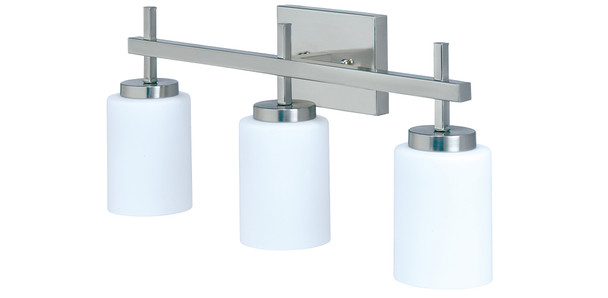 RP Lighting and Fans 4904-1, Brushed Nickel, 3-Light Integral LED Round Shade Vanity Light