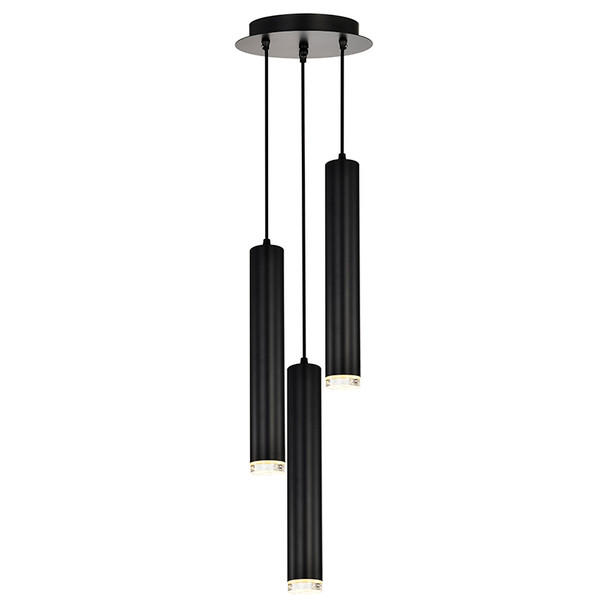 Sunpark P602D-A-5 LED Pendant, 49W, 3500lm, 120-277V, 3000K|4000K, Black, Bubble Crystal Glass