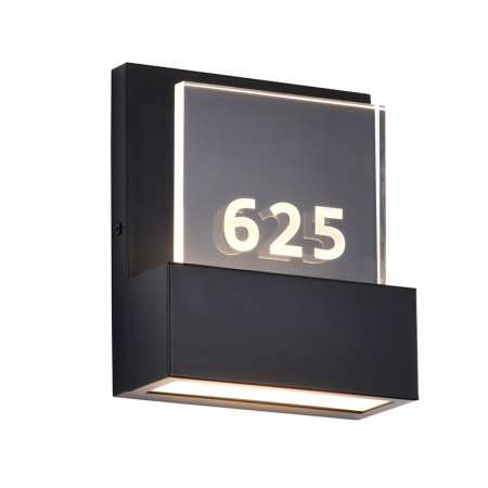 Room Number Address Light, Black Finish, Laser Engraved Metal with Acrylic Shade, 3000K|4000K, 8W, 120-277V