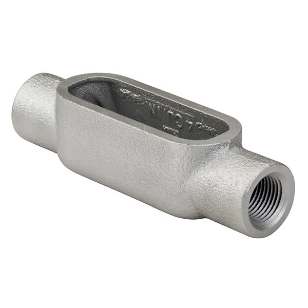 1/2" C Type FM Conduit Body, Gray Iron, NPT Tapered Hubs, Raintight, Hazardous Location Rated