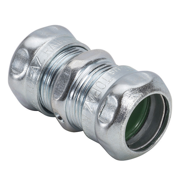 Garvin Industries 1" Raintight Steel Compression EMT Coupling, Zinc Plated
