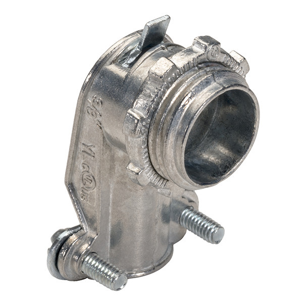 Garvin Industries 106, 2" Flexible Metallic Conduit 90° Squeeze Connector, Zinc Die Cast