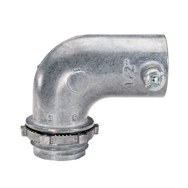 Garvin Industries 161, 1/2" EMT Set Screw 90 Degree Connector, Zinc Die Cast, Short Radius, Concrete Tight