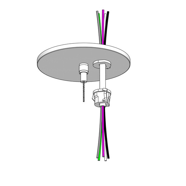 Cable Canopy Kit, White and Black Finish, 2-Piece Cable Coupler, GR-1/4 Gripper, 180" 1/16" Cable, 190" 18/4 & 22/2 Cord