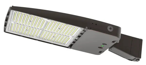 Commercial LED CLF14 Series Flood Light, 200W|240W|300W, 3000K|4000K|5000K, Bronze, Integrated Photocell, Straight Arm Mount