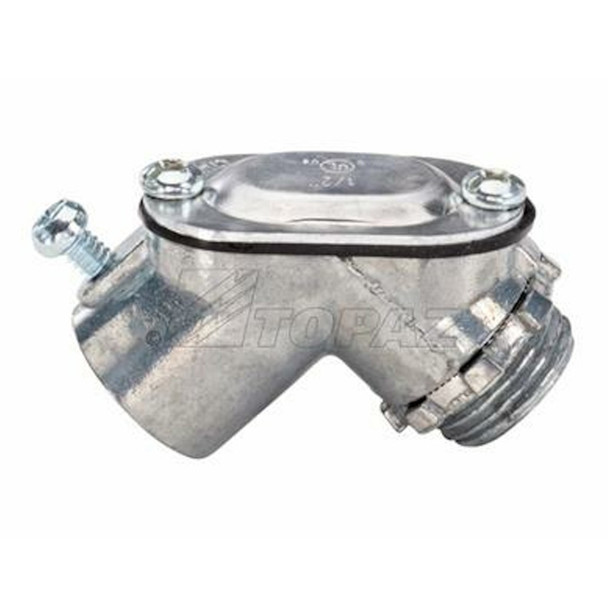 Garvin Industries 1" Rigid & EMT Box Pull Elbow, Zinc Die Cast, Removable Cover, Neoprene Gasket