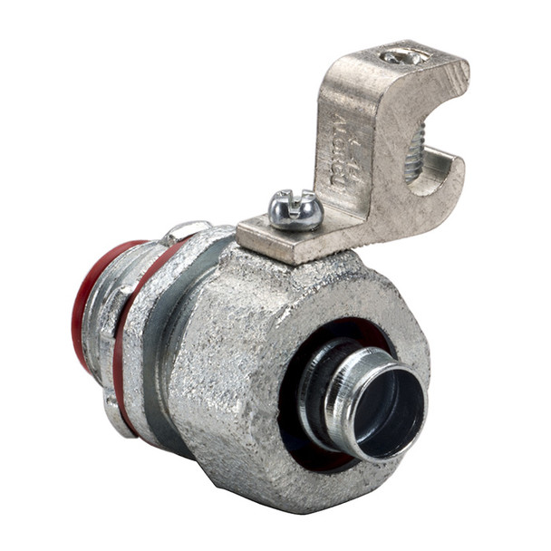 Garvin Industries 478SGR, 3" Liquidtight Connector with 1/0-14 Lay-In Grounding Lug, Insulated Throat, Zinc Electroplated