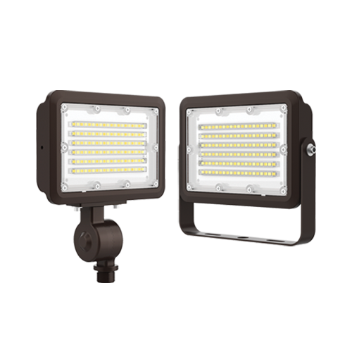 Portor PT-FLM2 LED Mini Flood Light, 30W, 3CCT (3000K/4000K/5000K), 120-277V, Knuckle & U-Bracket Mount, Photocell