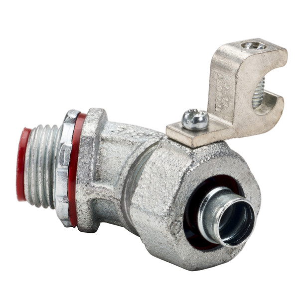 Garvin Industries 231SGR, 1/2" 45 Degree Liquidtight Connector, with 14-4 Lug, Male, Hot Dip Galvanized, Insulated Throat