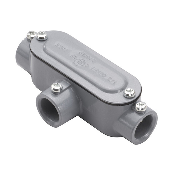 Garvin Industries 2-1/2" EMT Set Screw T Conduit Body with Cover and Gasket, Aluminum Die Cast, UL Listed