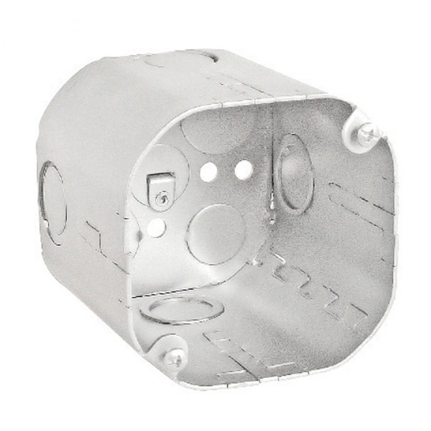 Garvin Industries 4" Octagon Box, 3-1/2" Deep, Drawn, with T-Bar Slots and Fixture Ears, 3-1/2" O.C.
