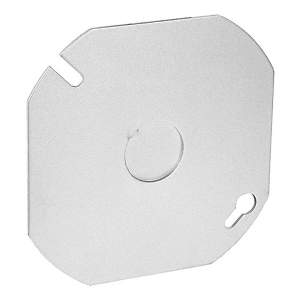 Garvin Industries 4" Octagon Flat Blank Cover with 1/2" Knockout, Galvanized Steel