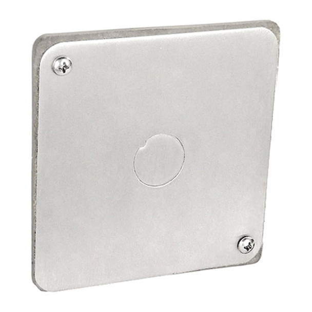 Garvin Industries 4" Square Plenum Blank Cover, 1/2" Knockout, Stainless Steel