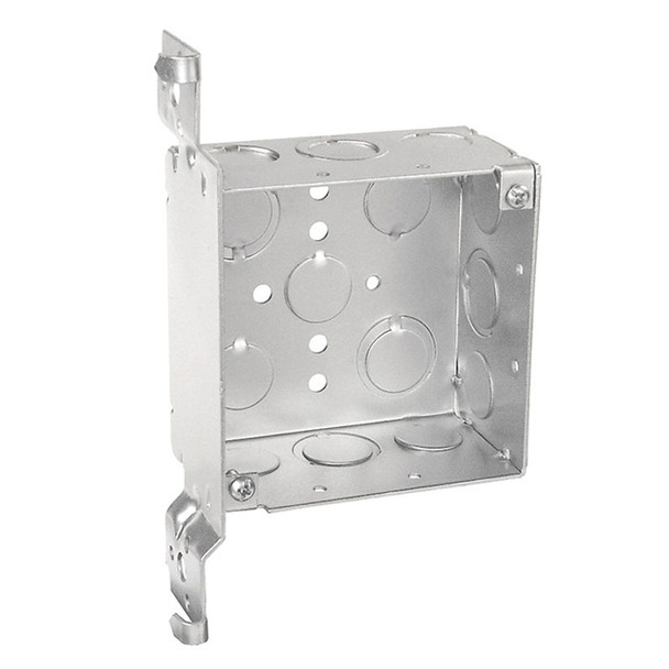 Garvin Industries 4 Inch Square Box, 2-1/8 Inch Deep, 1/2 & 3/4 Inch Knockouts, Welded