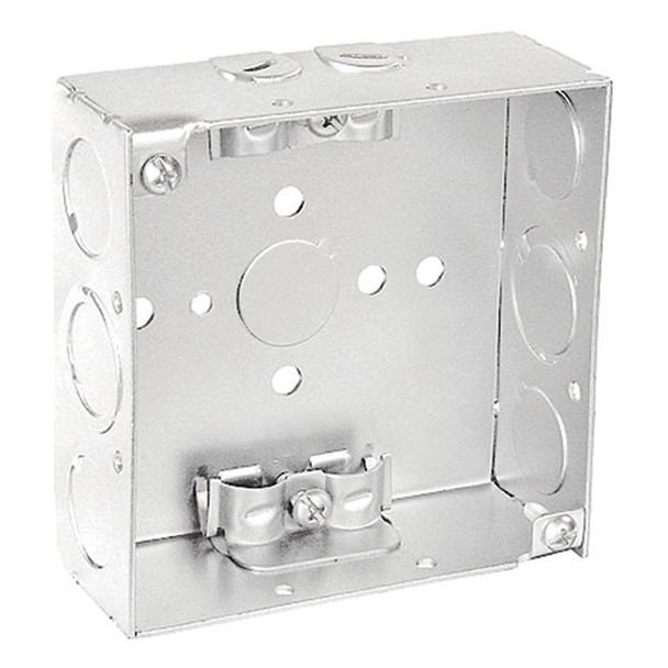Garvin Industries 4" Square Box, 2-1/8" Deep, Welded, With Romex Clamps