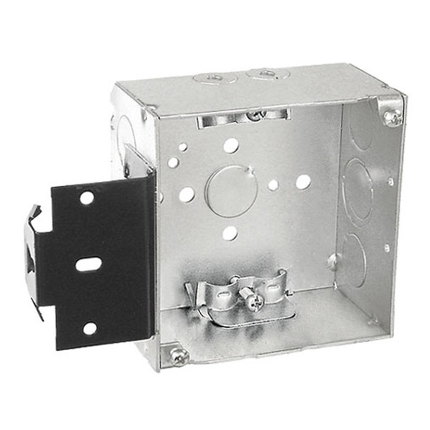 Garvin Industries 4" Square Bracketed Box, 2-1/8" Deep, Welded, with MC/BX Clamps, Metal Stud Bracket