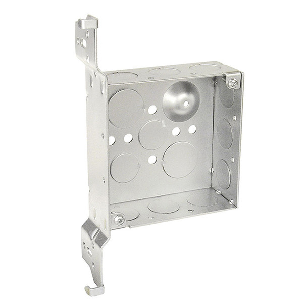 Garvin Industries 4" Square Bracketed Box, 1-1/2" Deep, Welded, With Conduit Knockouts