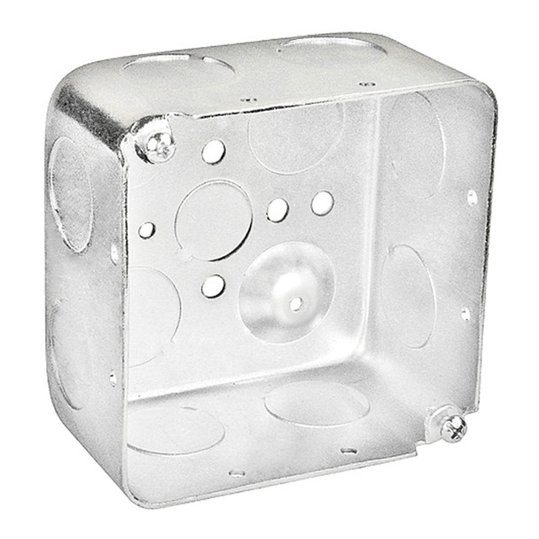Garvin Industries 4" Square Box, 2-1/8" Deep, Drawn, With Conduit Knockouts, Painted Red