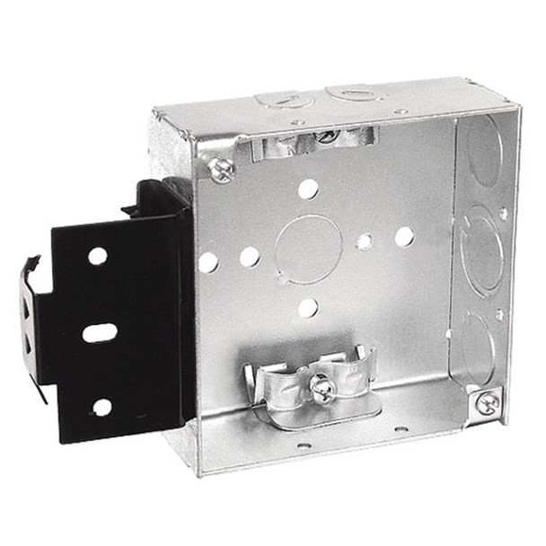 Garvin Industries 4" Square Bracketed Box, 1-1/2" Deep, Welded, With Romex Clamps