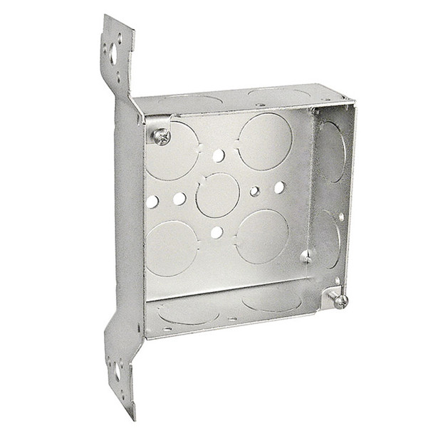 Garvin Industries 4" Square Box, Welded, 1-1/2" Deep, 3/4" Knockout, Flat Bracket