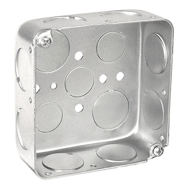 Garvin Industries 4" Square Box, 1-1/2" Deep, Drawn, With Conduit Knockouts