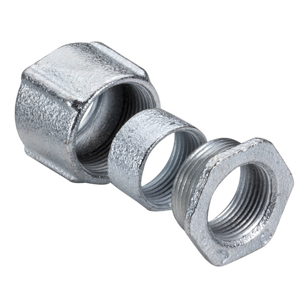 Garvin Industries 852, 3/4" 3-Piece Coupling, Threaded Rigid or IMC Conduit, Malleable Iron, Zinc Plated