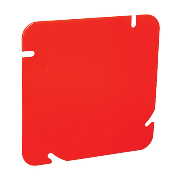 Garvin Industries 72C1-RED, 4-11/16" Square Life Safety Blank Cover, Red, Keyhole Mounting