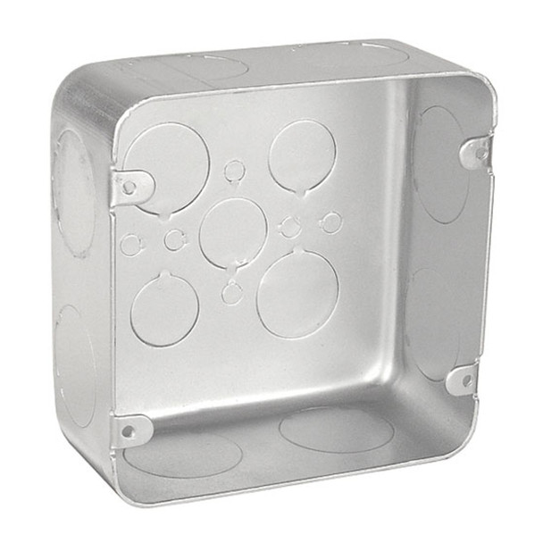 Garvin Industries 4-11/16" Square Plenum Box, 2-1/8" Deep, Drawn, With Conduit Knockouts
