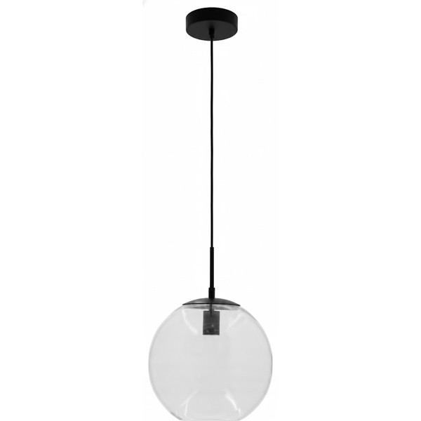 Lamp-Ready Architectural Globe Pendant, 8in Seeded Glass, E26 Base, 67in Suspension
