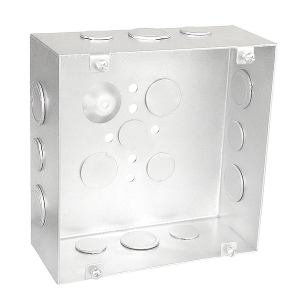 Garvin Industries 6 Inch Square Junction Box, 2-1/2 Inch Deep, 1/2 & 3/4 Inch Knockouts