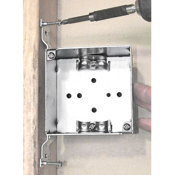 Garvin Industries 4" Square Bracketed Box, 2-1/8" Deep, Welded, with MC/BX Clamps, Flat Vertical Bracket