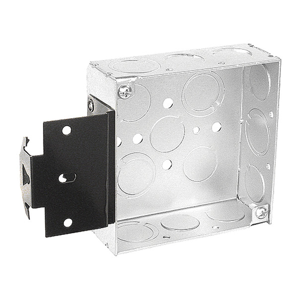 Garvin Industries 4" Square Bracketed Box, 1-1/2" Deep, Welded, Metal Stud Bracket, Conduit KO's