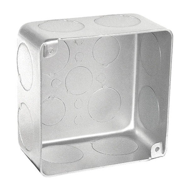 Garvin Industries 4" Square Plenum Box, 2-1/8" Deep, Drawn, With Conduit Knockout