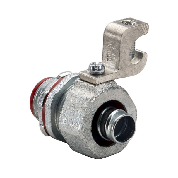 Garvin Industries 474SGR, 1-1/4" Liquidtight Connector with 14-4 AWG Lay-In Ground Lug, Malleable Iron, Insulated Throat