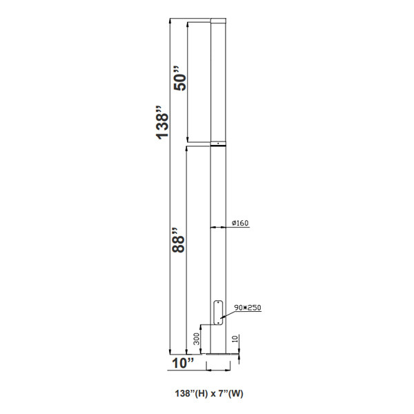 Westgate LCG Series Architectural Modular Light Column, 6.3in x 10FT, 45W|60W|75W, 4950lm|6600lm|8250lm, 3000K|4000K|5000K, Black