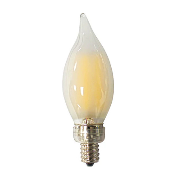 Westgate LED Filament Candelabra, 4W, 500lm, 3000K, Frosted, Bent Tip, Dimmable, 120V