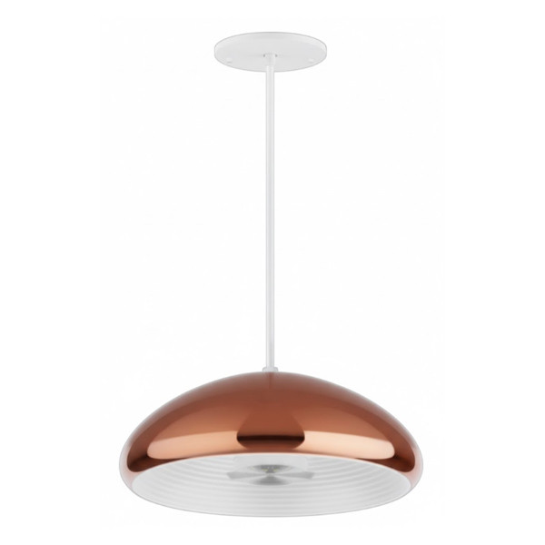 EU Pendant with Indirect Light Source, 12W, 1400lm, 3000K, 12" Copper with White Reflector
