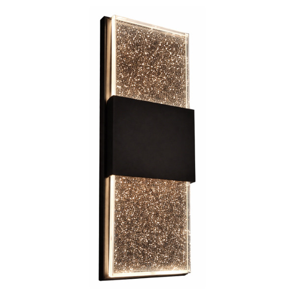 Westgate LRS Series Seeded Glass Wall Sconce, Oil-Rubbed Bronze, 7"x18", 15W, 3CCT (3000K|4000K|5000K), Dual Dimming, 120V, 1500lm