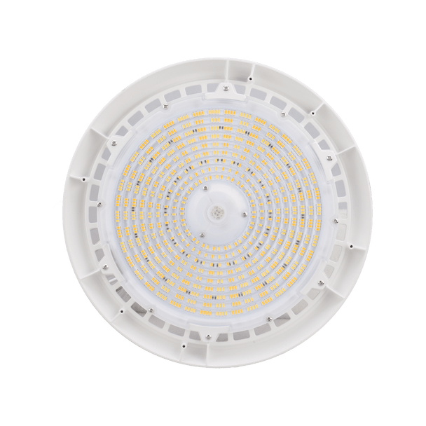 EiKO BAYE3 Round High Bay, PowerSet 150/130/100W, FieldCCeT 3500K/4000K/5000K, 120-277V, White