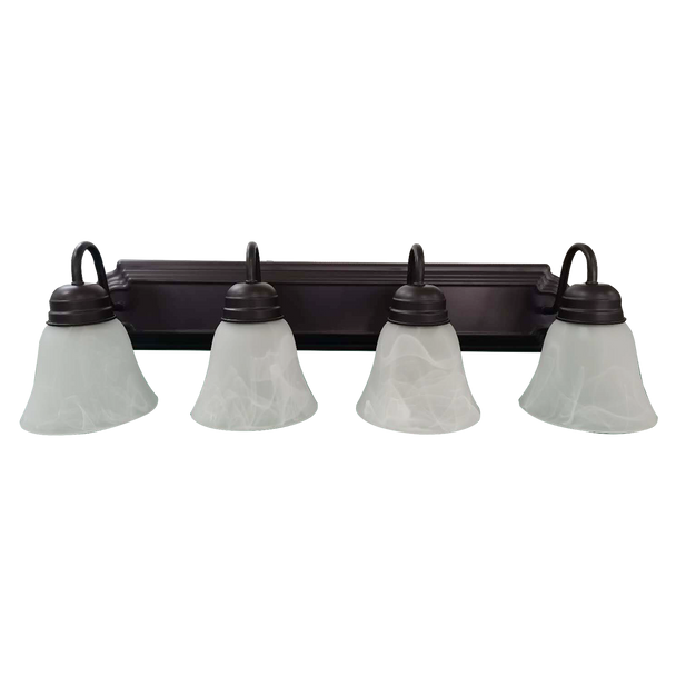 EiKO BRV Leawood Vanity, 4 A19 Lamps, Bronze or Nickel Finish, 27in