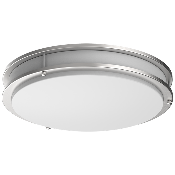 EiKO FMAGE14 Flush Mount Light, 14", 1500lm, 20W, 3000K, >80 CRI, 120V, Triac Dimmable, Silver Trim