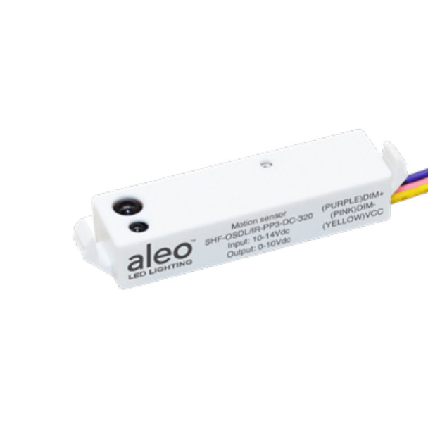 Aleo SHF-OSDL/IR-PP3-DC-320, Multi-level High Frequency Occupancy Sensor, Photocell, Snap-in, Quick Connector, IR Remote, Rectangular, Version 320