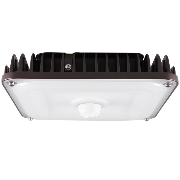 EiKO SCS Surface Canopy Square, PowerSet 60/40/25W, 7,400/5,200/3,350 lm, 4000K, >80 CRI, 120-277V, 0-10V Dimming, Bronze