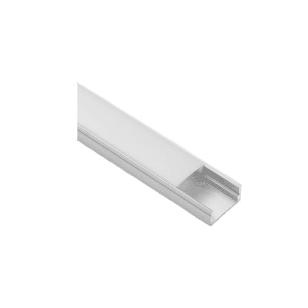 Lotus LED Lights LH-1708, Surface Mount Aluminum Profile, 17x8mm, Silver Aluminum, White Diffused Cover, 4ft, 1 Piece
