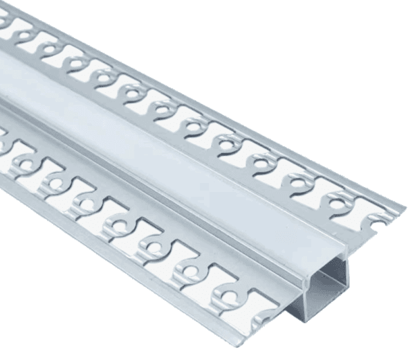 Lotus LED Lights Trimless Mud-in Mount Aluminum Profile, 57x13mm, Silver Aluminum, White Diffuser, 8ft, 1-Pack