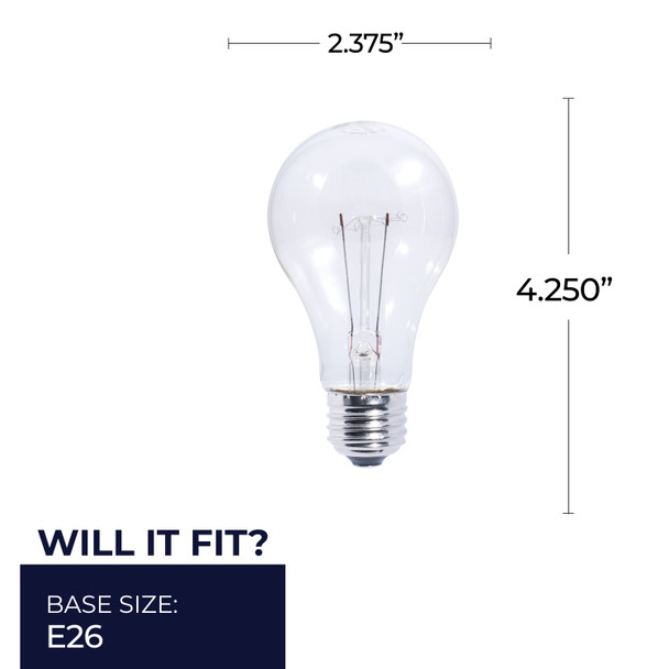 Bulbrite Incandescent 25 Watt A19 Light Bulb With Medium Screw (E26) Base, Pack Of 2, 2700K (Warm White Light) - alternate image 3