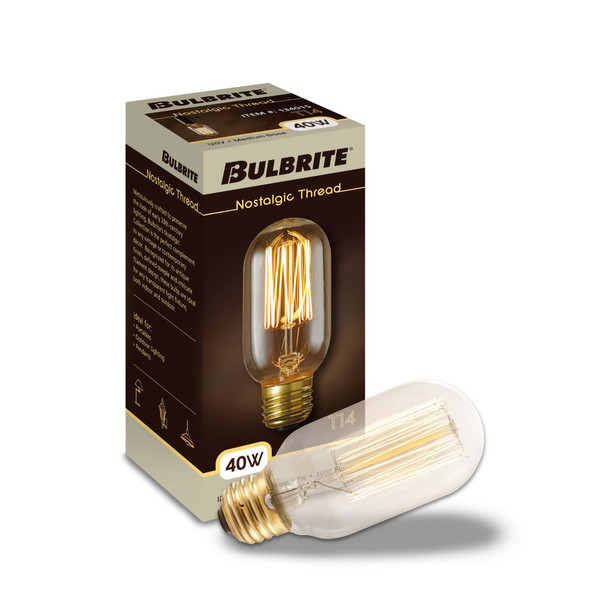 Bulbrite Incandescent 40 Watt T14 Light Bulbs With An Antique Finish And Medium Screw (E26) Base, 2200K (Amber Light) - alternate image 2