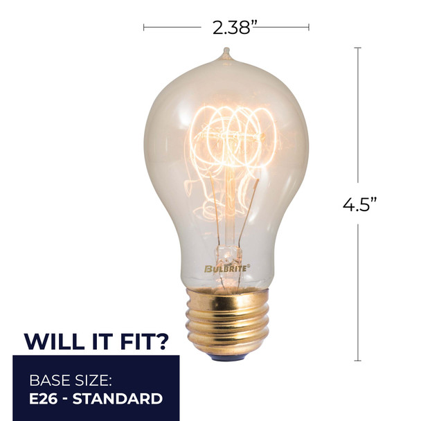Bulbrite Incandescent 40 Watt A19 Nostalgic Loop Light Bulb With An Antique Finish And Medium Screw (E26) Base, 2200K (Amber Light) - alternate image 4