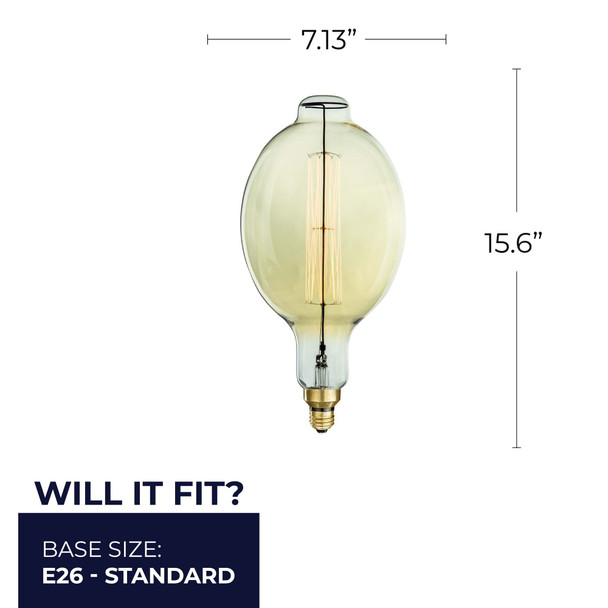 Bulbrite Incandescent 60 Watt Bt56 Nostalgic Thread Light Bulb With An Antique Finish And Medium Screw (E26) Base, 2200K (Amber Light) - alternate image 3