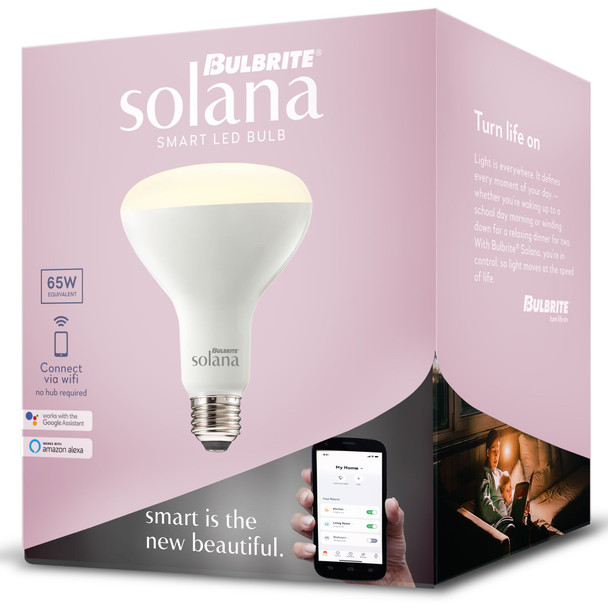 Bulbrite Solana Smart LED Wifi Light Bulb, BR30 / E26 Base, 8W, 2200K-6500K, Frost Finish - alternate image 2